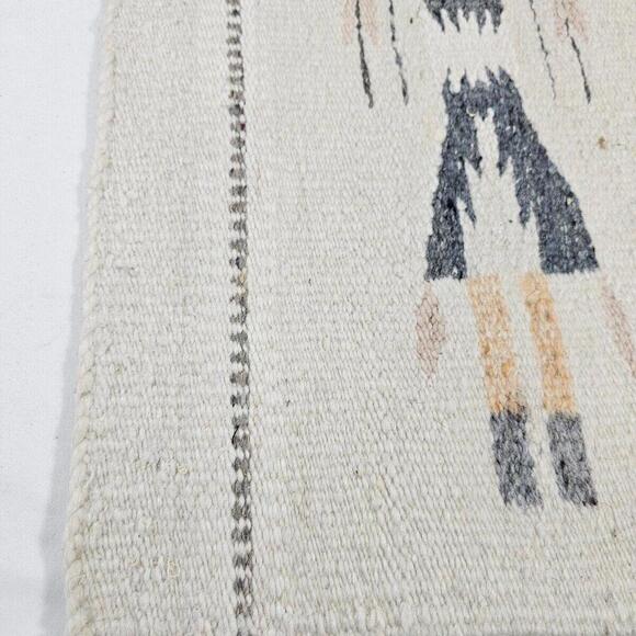 Vintage Native American Navajo Handwoven Wool Yei Tapestry Corn Maiden 27"x15" - Picture 2 of 15